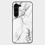 White Marble Patter Glass Case Cover For Samsung Galaxy S23 Plus 5G