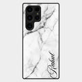 White Marble Patter Glass Case Cover For Samsung Galaxy S23 Ultra 5G