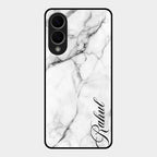 White Marble Patter Glass Case Cover For Samsung Galaxy S25 Edge 5G