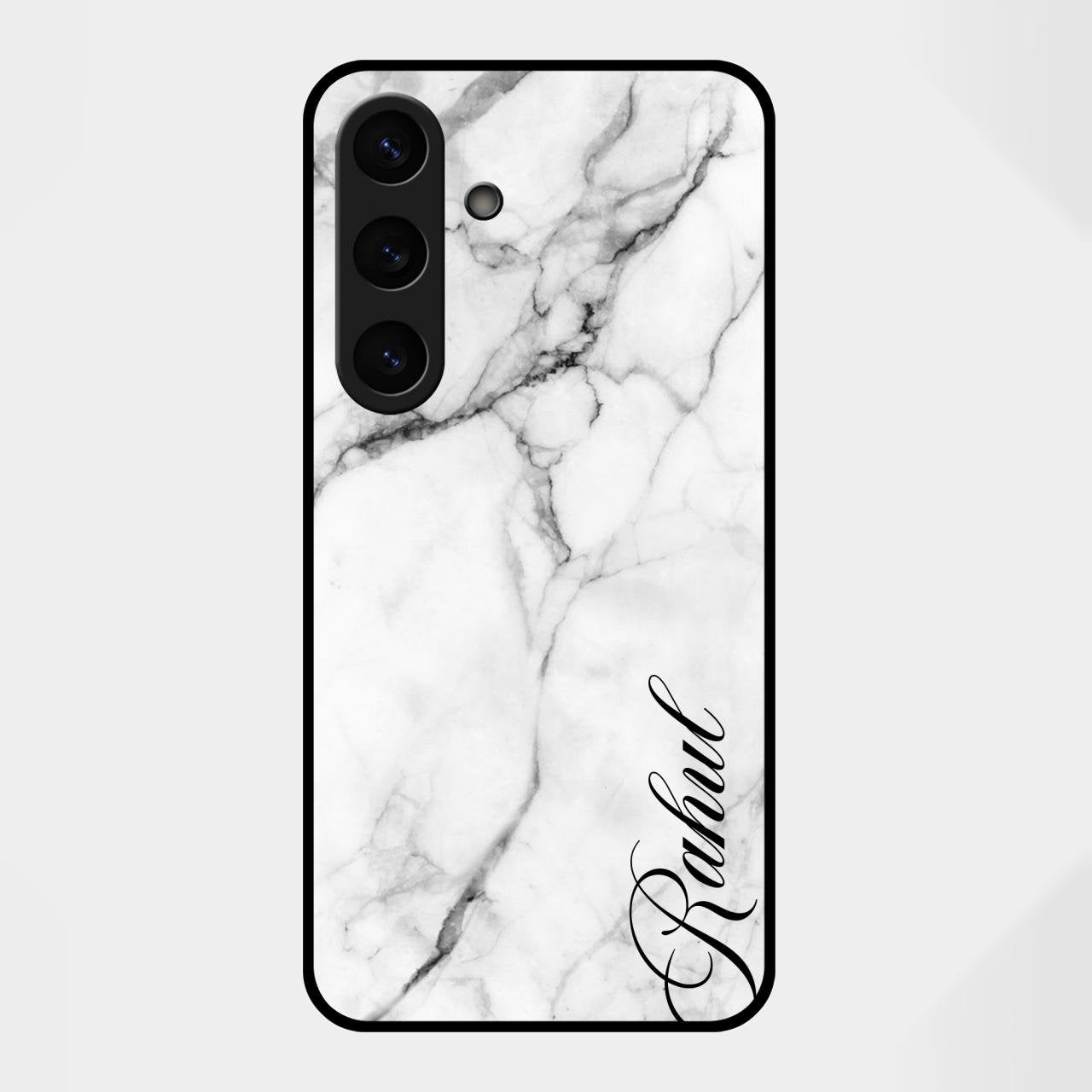 White Marble Patter Glass Case Cover For Samsung Galaxy S25 FE 5G