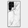 White Marble Patter Glass Case Cover For Samsung Galaxy S26 Ultra 5G