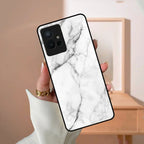 White Marble Patter Glass Case Cover For iQOO - ShopOnCliQ