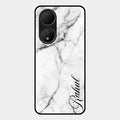 White Marble Patter Glass Case Cover For Vivo T2 5G