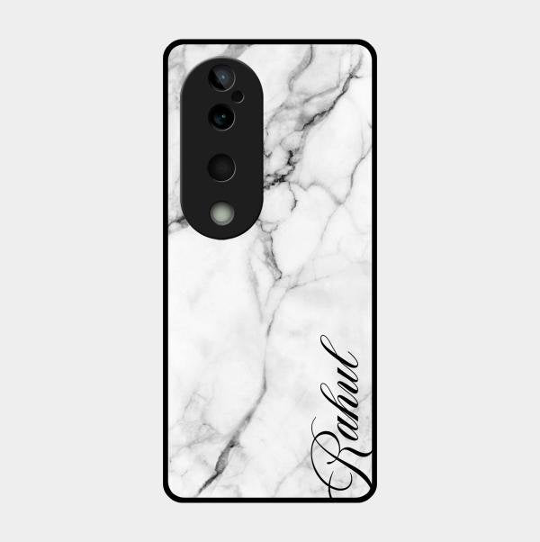 White Marble Patter Glass Case Cover For Vivo T3 Ultra
