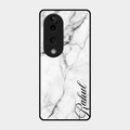 White Marble Patter Glass Case Cover For Vivo T3 Ultra