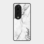 White Marble Patter Glass Case Cover For Vivo T3 Ultra