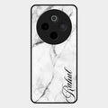 White Marble Patter Glass Case Cover For Vivo T4 5G