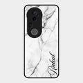White Marble Patter Glass Case Cover For Vivo T4 Ultra 5G