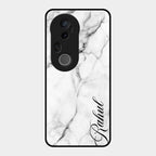 White Marble Patter Glass Case Cover For Vivo T4 Ultra 5G