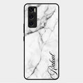 White Marble Patter Glass Case Cover For Vivo V20 Se
