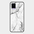 White Marble Patter Glass Case Cover For Vivo V20