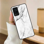 White Marble Patter Glass Case Cover For iQOO - ShopOnCliQ