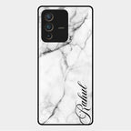 White Marble Patter Glass Case Cover For Vivo V23 Pro 5G