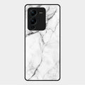 White Marble Patter Glass Case Cover For Vivo V25 Pro 5G
