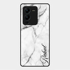 White Marble Patter Glass Case Cover For Vivo V25 Pro 5G