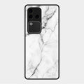 White Marble Patter Glass Case Cover For Vivo V30 Pro 5G