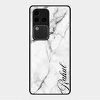 White Marble Patter Glass Case Cover For Vivo V30 Pro 5G