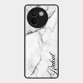 White Marble Patter Glass Case Cover For Vivo V30E 5G