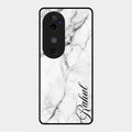 White Marble Patter Glass Case Cover For Vivo V40 5G
