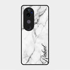 White Marble Patter Glass Case Cover For Vivo V40 Pro 5G