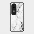 White Marble Patter Glass Case Cover For Vivo V40E 5G