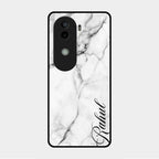 White Marble Patter Glass Case Cover For Vivo V40E 5G