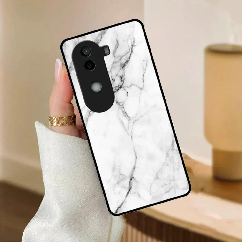White Marble Patter Glass Case Cover For iQOO - ShopOnCliQ