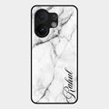 White Marble Patter Glass Case Cover For Vivo V60 5G