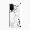 White Marble Patter Glass Case Cover For Vivo V60e 5G