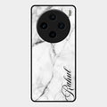 White Marble Patter Glass Case Cover For Vivo X100 5G