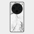 White Marble Patter Glass Case Cover For Vivo X100 Pro 5G