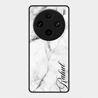 White Marble Patter Glass Case Cover For Vivo X100 Pro 5G