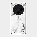 White Marble Patter Glass Case Cover For Vivo X200 5G