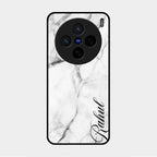 White Marble Patter Glass Case Cover For Vivo X200 5G