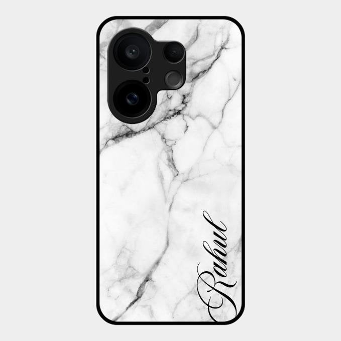 White Marble Patter Glass Case Cover For Vivo X200 Fe 5G