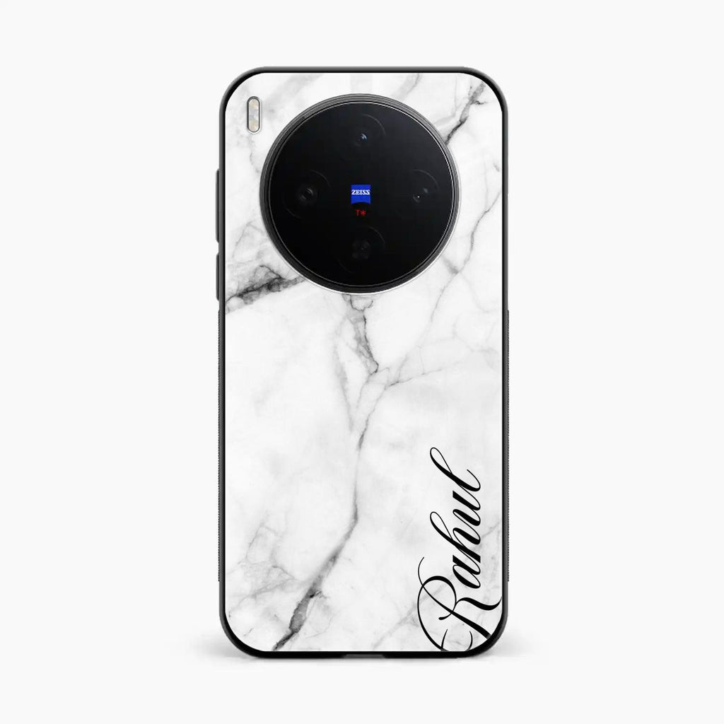 White Marble Patter Glass Case Cover For Vivo X300 5G