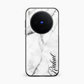 White Marble Patter Glass Case Cover For Vivo X300 5G
