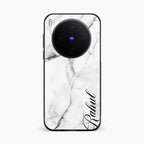 White Marble Patter Glass Case Cover For Vivo X300 5G