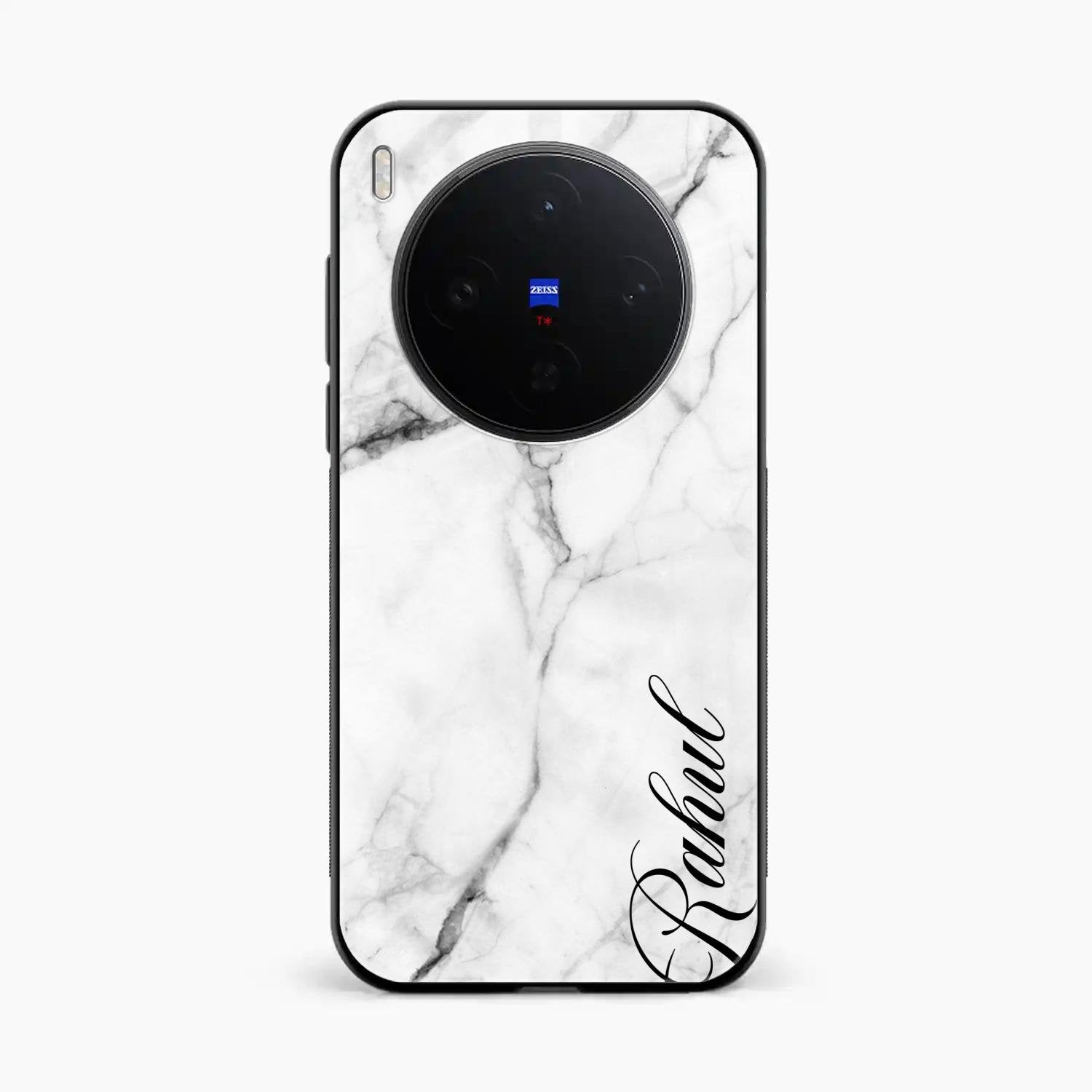 White Marble Patter Glass Case Cover For Vivo X300 5G