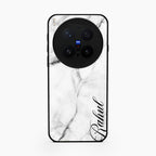 White Marble Patter Glass Case Cover For Vivo X300 Pro 5G