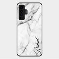 White Marble Patter Glass Case Cover For Vivo X50 5G