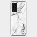 White Marble Patter Glass Case Cover For Vivo X60 Pro 5G