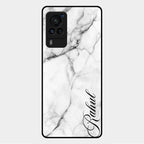 White Marble Patter Glass Case Cover For Vivo X60 Pro 5G