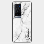 White Marble Patter Glass Case Cover For Vivo X60 Pro Plus 5G