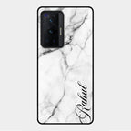 White Marble Patter Glass Case Cover For Vivo X70 Pro 5G
