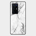 White Marble Patter Glass Case Cover For Vivo X70 Pro Plus 5G