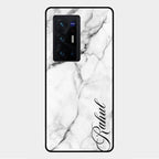 White Marble Patter Glass Case Cover For Vivo X70 Pro Plus 5G