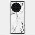 White Marble Patter Glass Case Cover For Vivo X90 Pro 5G