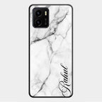 White Marble Patter Glass Case Cover For Vivo Y01