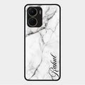 White Marble Patter Glass Case Cover For Vivo Y16